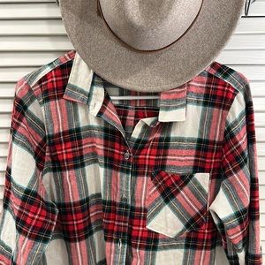 Red and green flannel shirt
